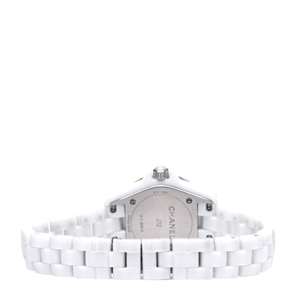 Chanel Stainless Steel Ceramic Diamond Mother of Pearl 29mm J12 Quartz Watch White 3 of 4