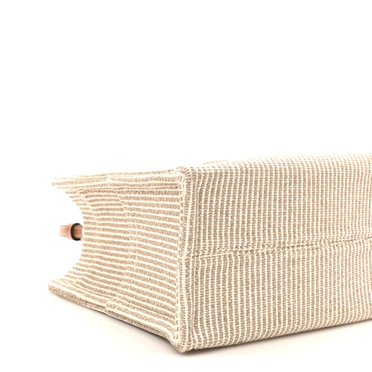 Celine Canvas Calfskin Striped Triomphe Small Cabas Beige 8 of 9