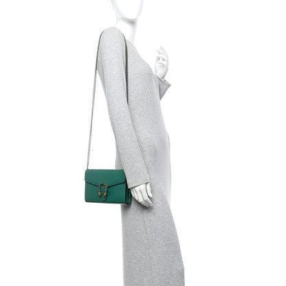 Gucci Calfskin Mini Dionysus Chain Wallet Emerald 2 of 11