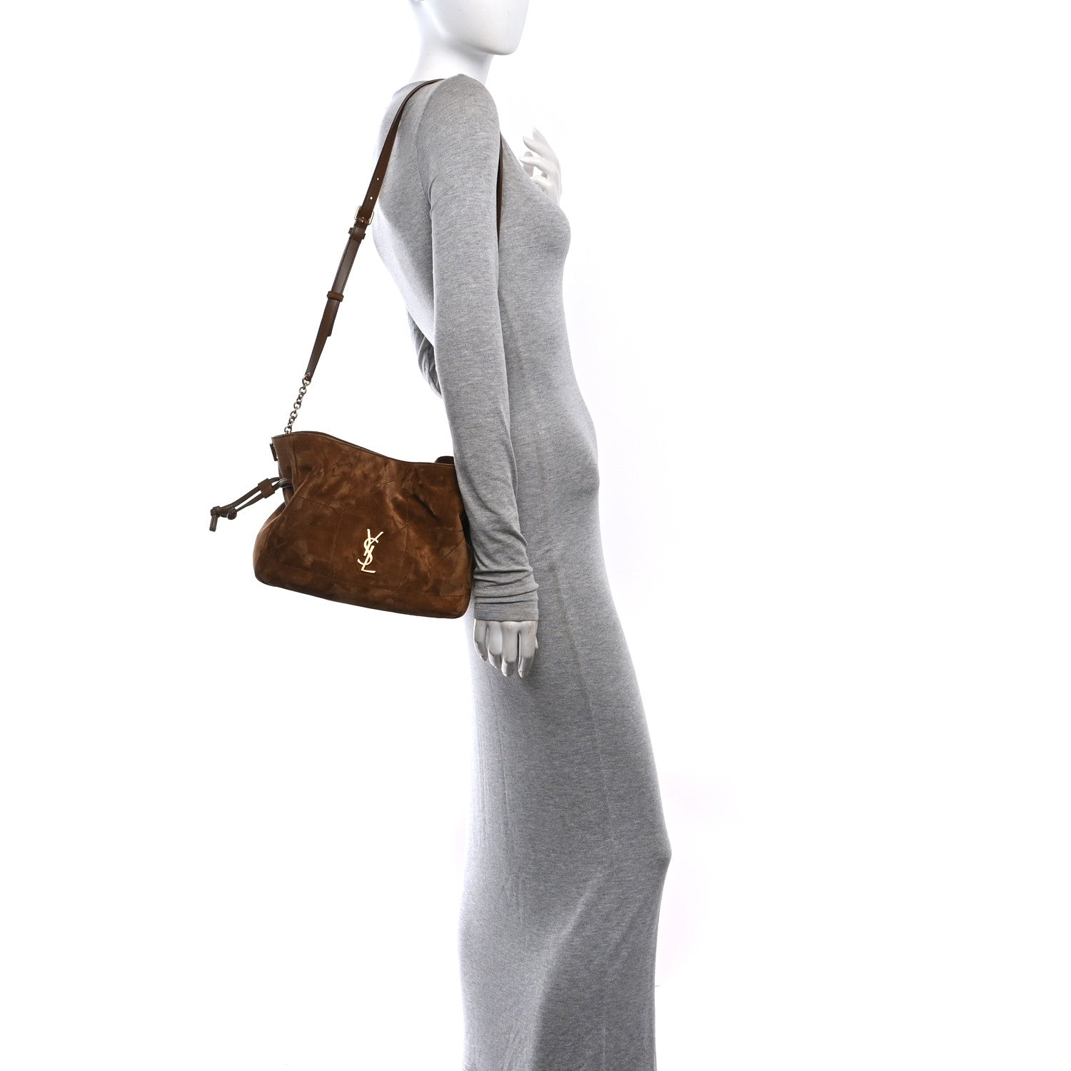 Saint Laurent Suede Monogram Medium Jamie Shoulder Pouch Bag Caramel Cognac 2 of 10