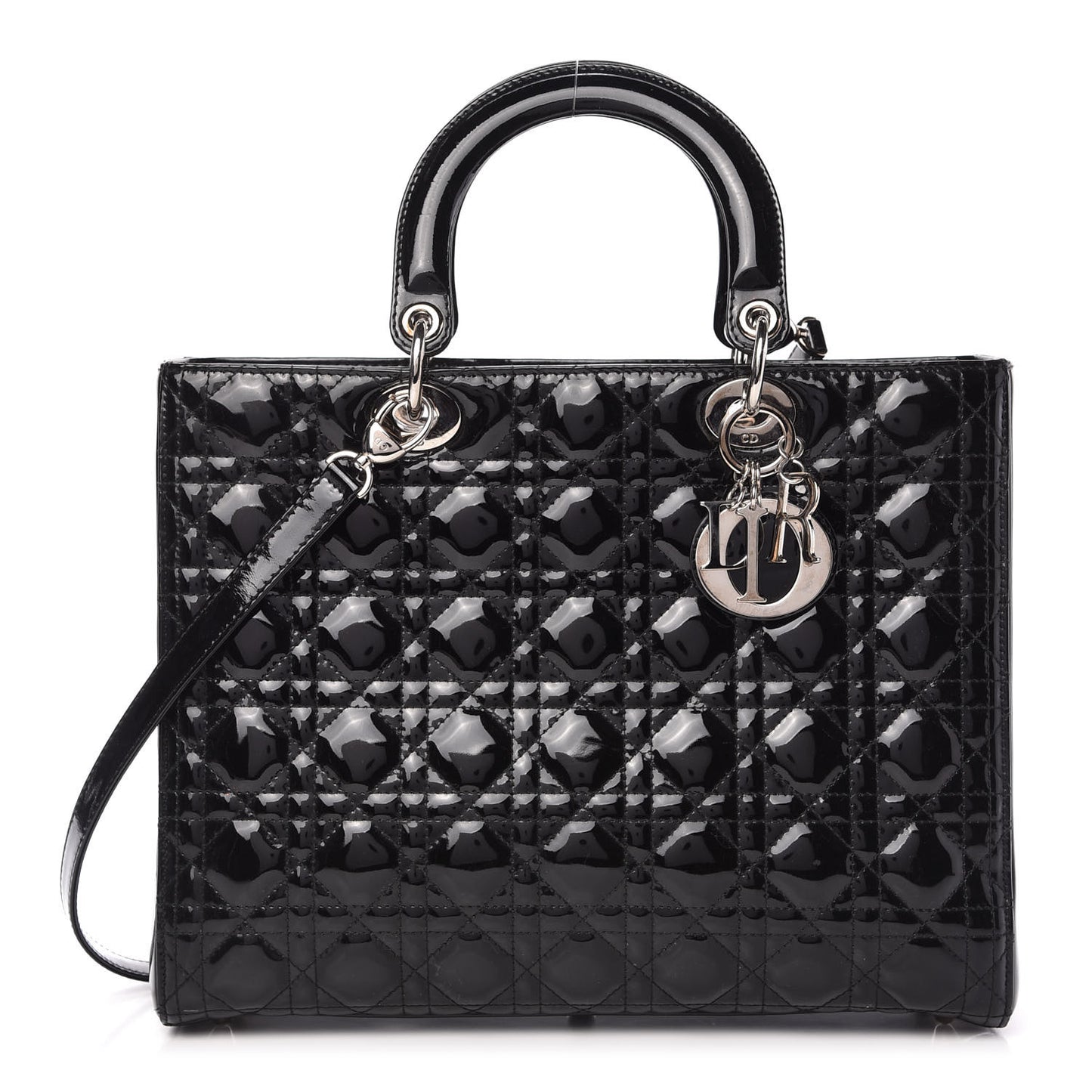 Patent Cannage Large Lady Dior Black
