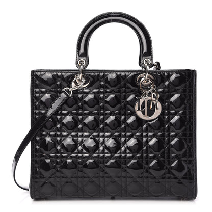 Christian Dior Patent Cannage Large Lady Dior Black 1 of 10