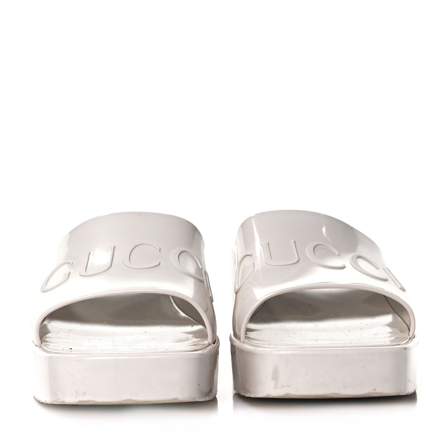 Gucci Rubber Gucci Logo Womens Platform 20/60mm Slide Sandals 41 Mystic White 2 of 8