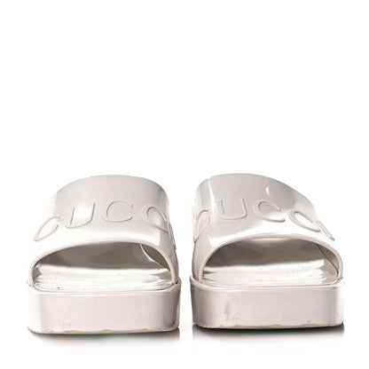 Gucci Rubber Gucci Logo Womens Platform 20/60mm Slide Sandals 41 Mystic White 2 of 8