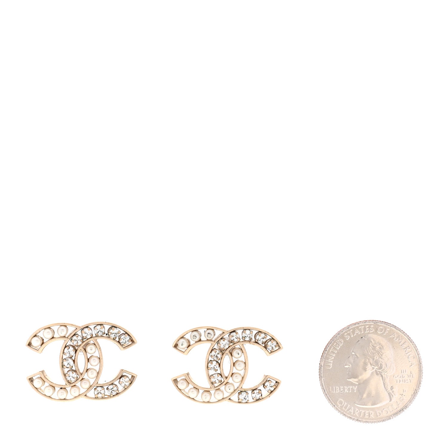 Chanel Crystal Pearl CC Earrings Gold 2 of 4