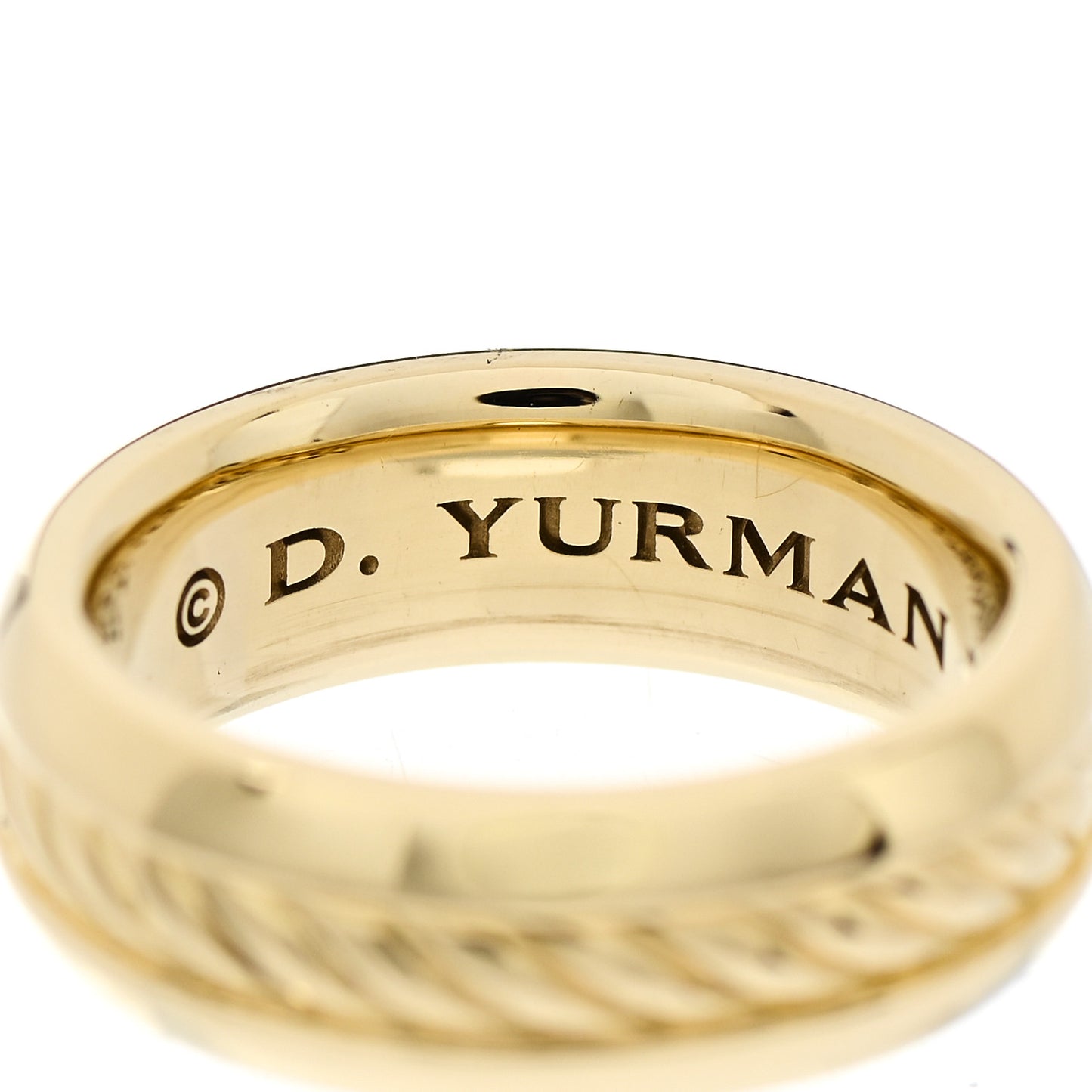 18K Yellow Gold 8mm Cable Classics Inset Band Ring 60 9