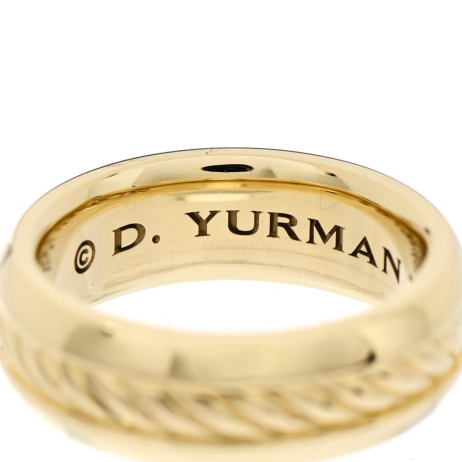 David Yurman 18K Yellow Gold 8mm Cable Classics Inset Band Ring 60 9 4 of 5