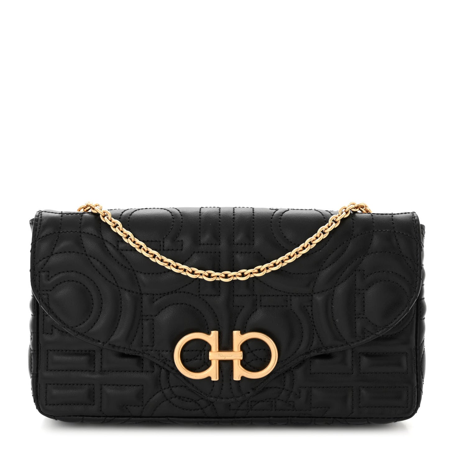 Calfskin Quilted Gancini Mini Bag Black Black