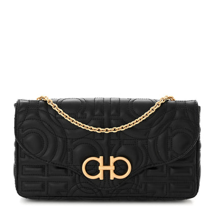 Salvatore Ferragamo Calfskin Quilted Gancini Mini Bag Black Black 1 of 10