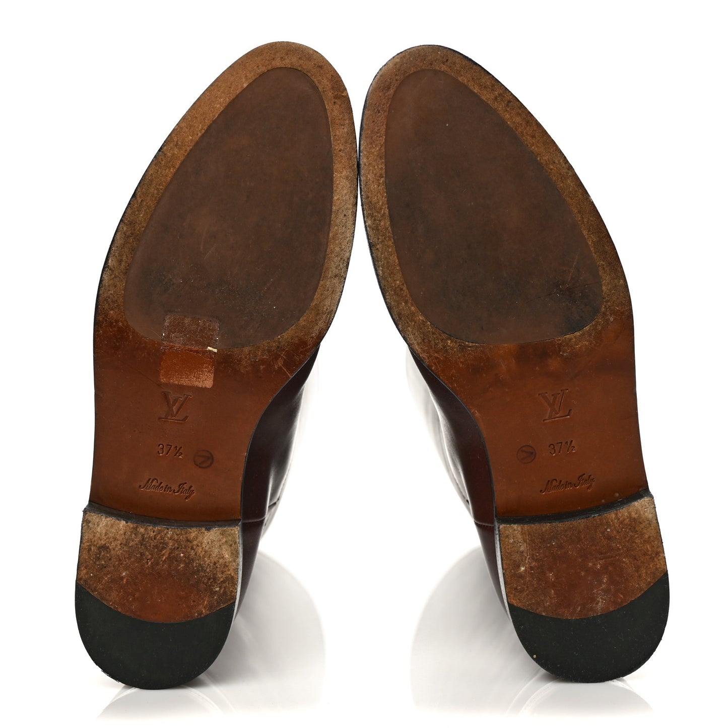 Calfskin Heritage Flat High Boots 37.5 Brown