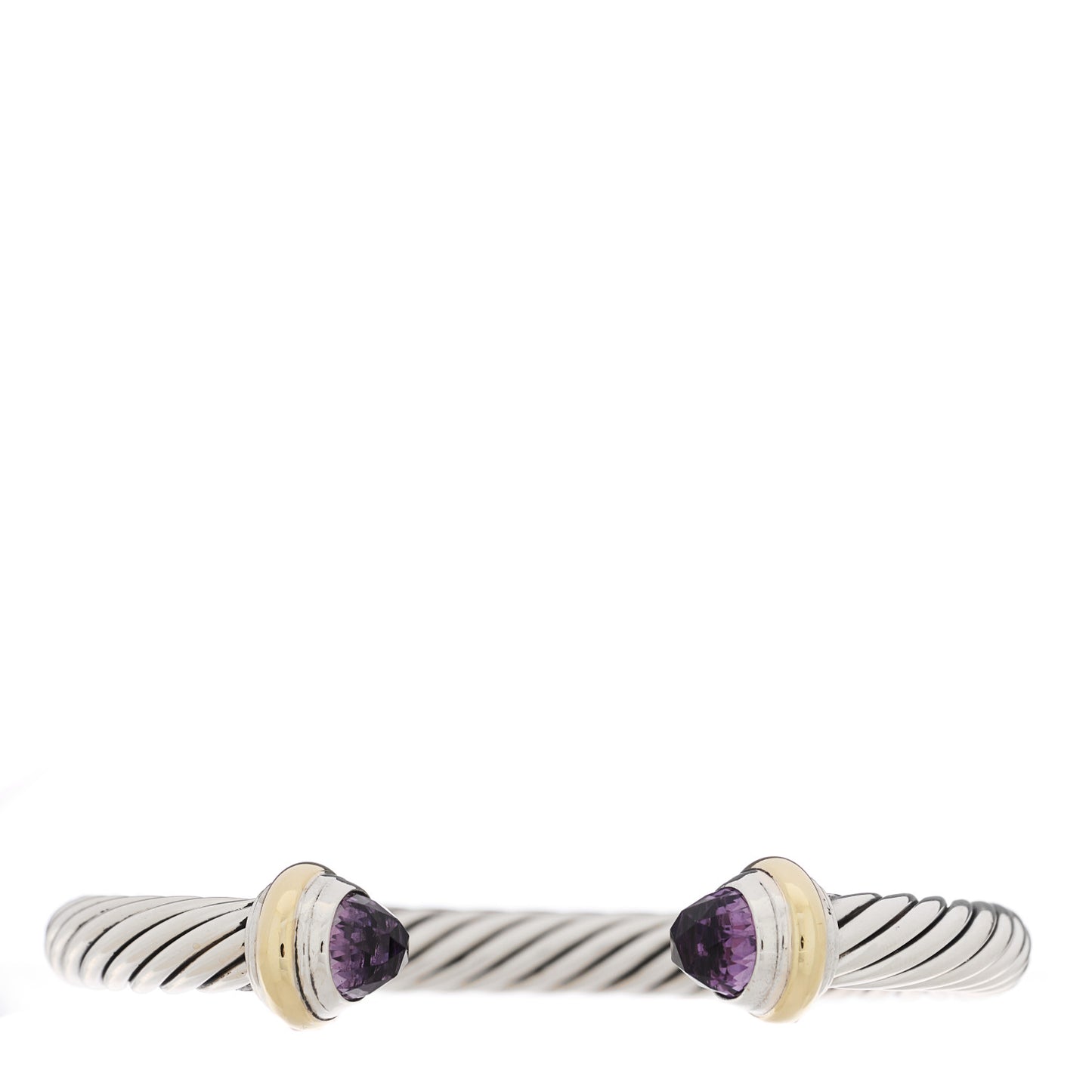 Sterling Silver 14K Yellow Gold Amethyst 7mm Cable Classics Bracelet