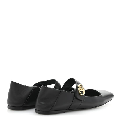 Valentino Garavani Calfskin VLogo Locker Mary Jane Ballerina Flats 39 Black 5 of 10