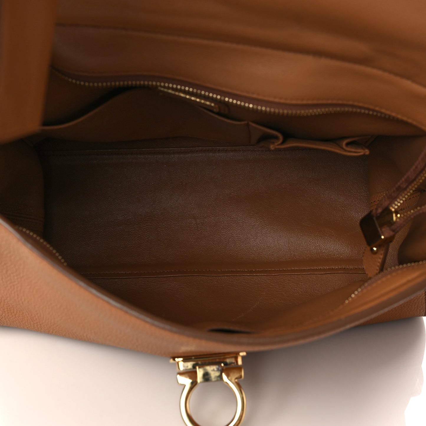 Grained Calfskin Sofia Satchel Brown