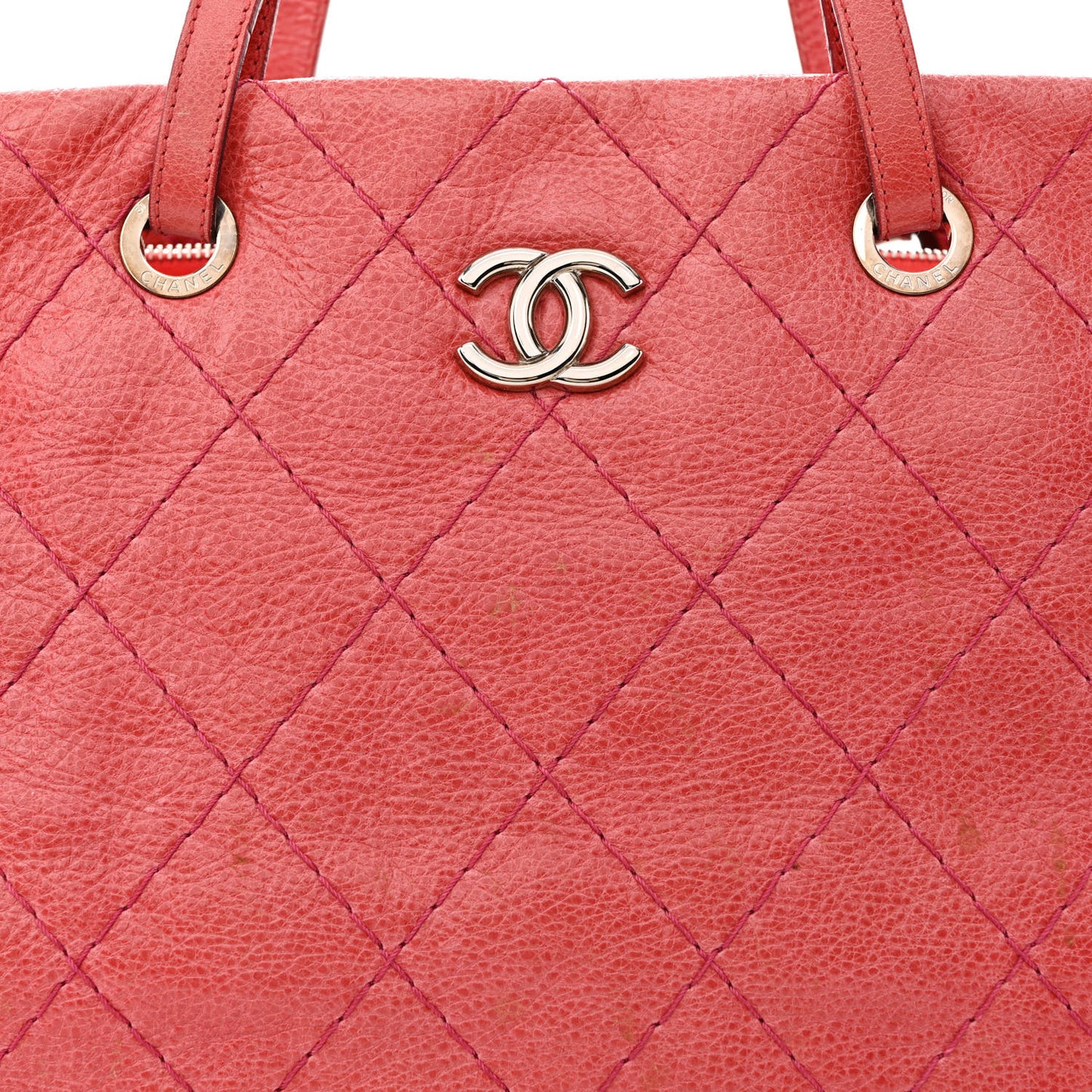 Glazed Calfskin Large On The Road Tote Red