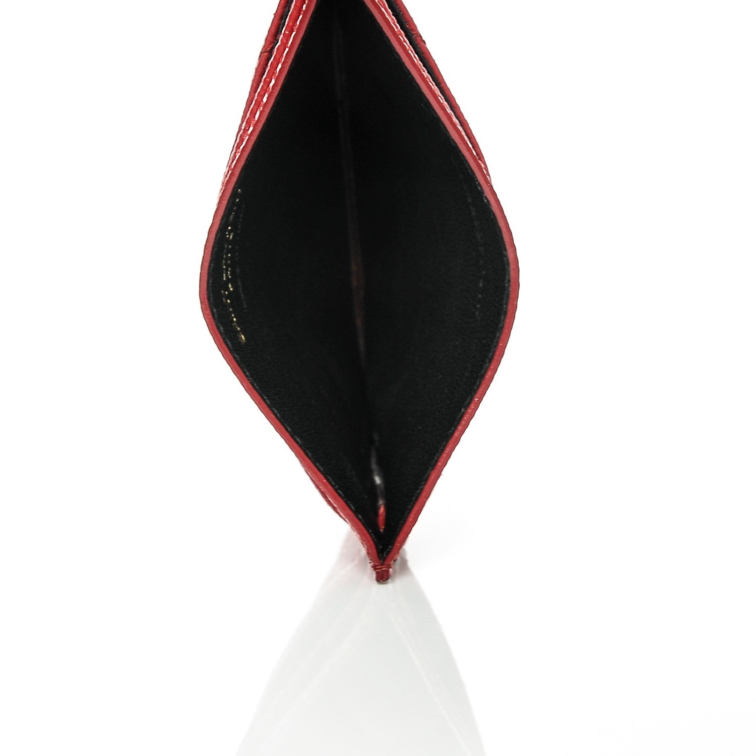 Saint Laurent Grain De Poudre Matelasse Chevron Card Case Lipstick Red 5 of 7