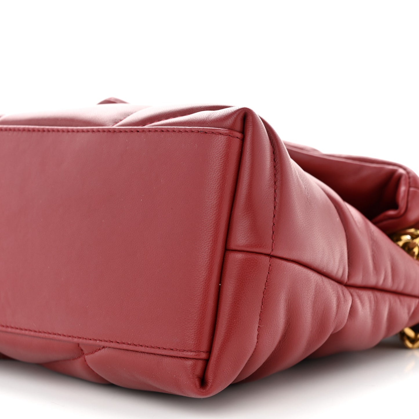 Lambskin Quilted Small Loulou Puffer Monogram Chain Satchel Red