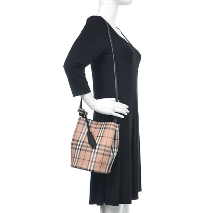 Burberry Haymarket Check Colours Small Lorne Bucket Crossbody Black 2 of 9