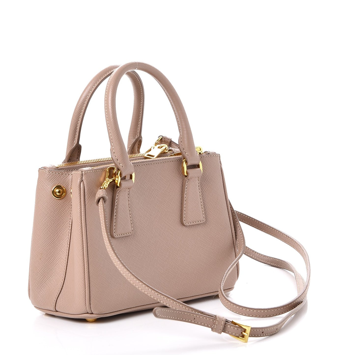 Saffiano Lux Micro Galleria Double Zip Tote Cammeo