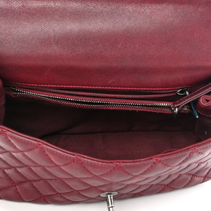Chanel Caviar Quilted Small Coco Handle Flap Burgundy 5 of 9