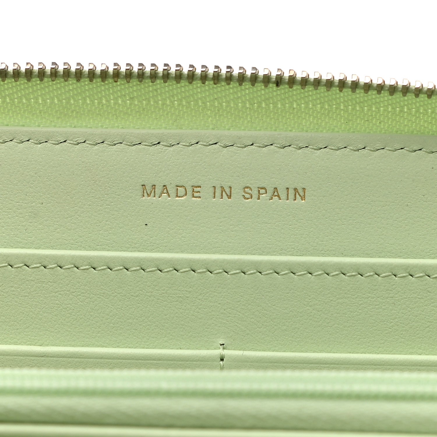 Chanel Caviar Quilted Large Gusset Zip Around Wallet Light Green 7 of 9