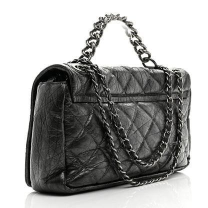Chanel Aged Calfskin Quilted Medium Pondichery Flap Dark Grey 3 of 10