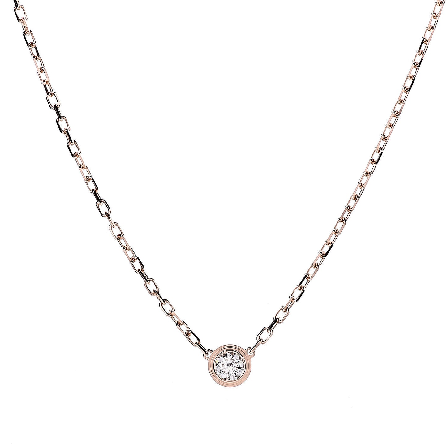 18K Pink Gold Diamond SM D'Amour Pendant Necklace