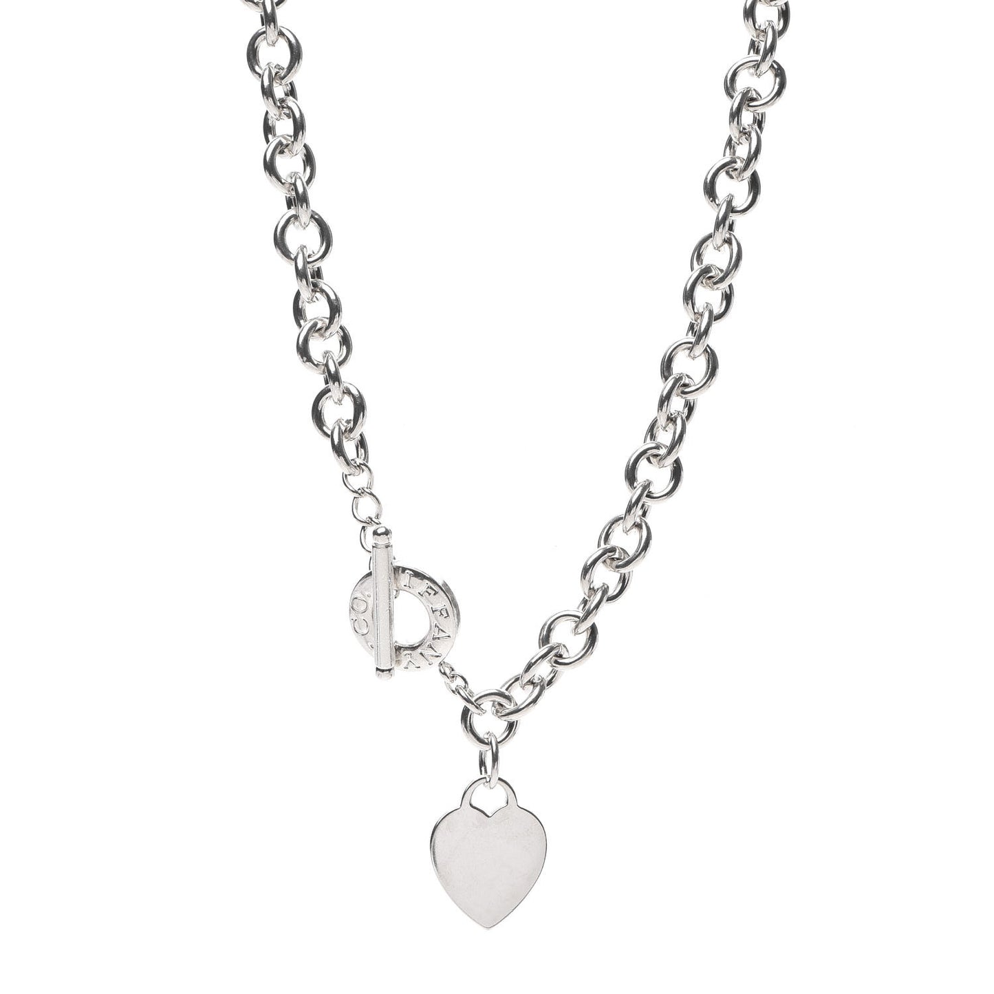 Sterling Silver Heart Tag Toggle Necklace