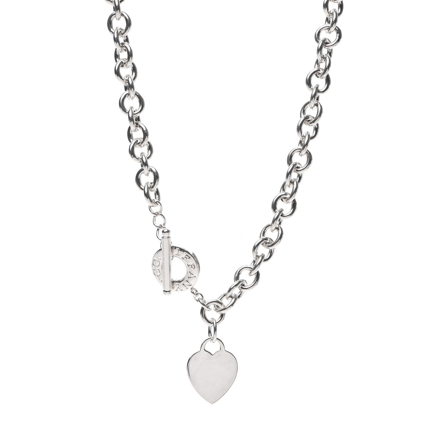 Tiffany Sterling Silver Heart Tag Toggle Necklace 1 of 4