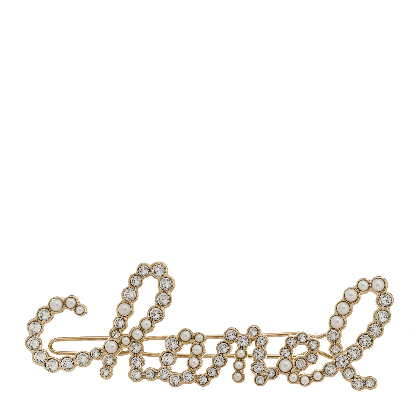 Metal Glass Swirling Pearls Hair Clip Gold