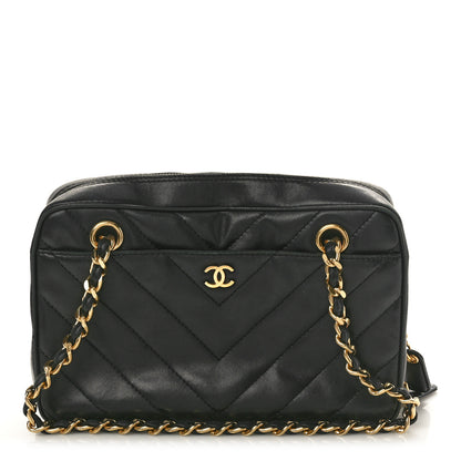 Chanel Lambskin Chevron Quilted Camera Case Black 1 of 10
