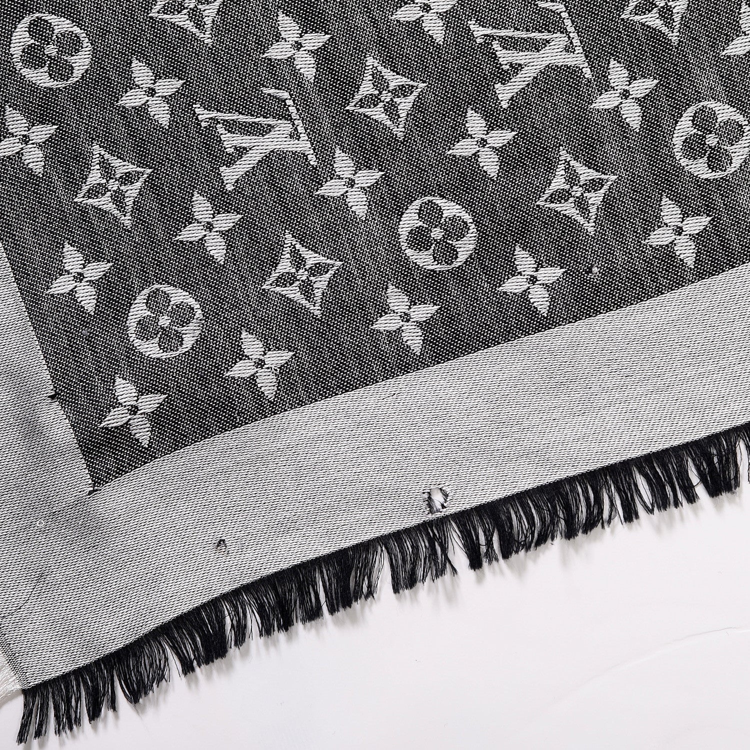 Louis Vuitton Wool Silk Monogram Denim Shawl Black 13 of 13