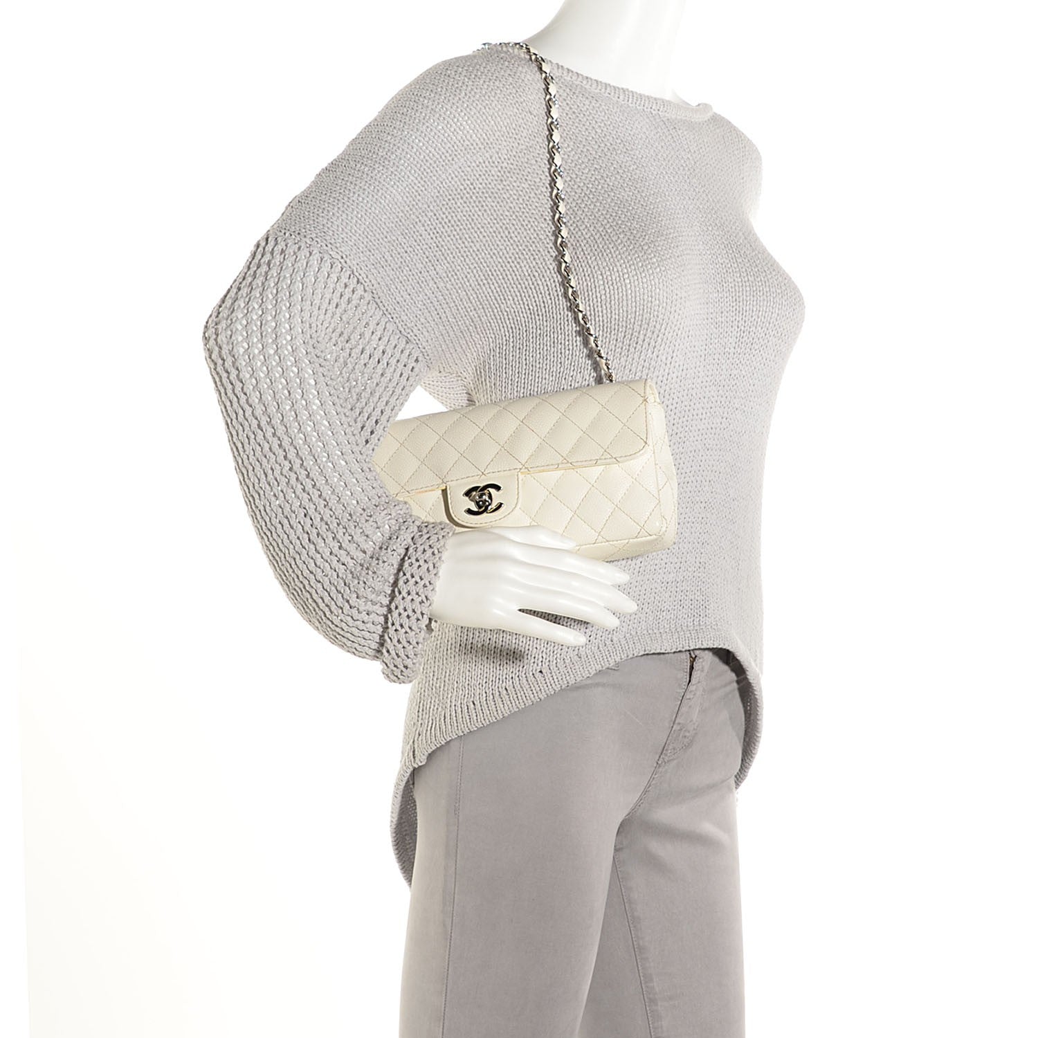 Chanel Caviar Quilted East West Flap White 2 of 9