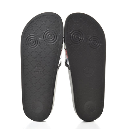 Gucci Rubber Web Mens Pool Slide Sandals 8 Black Mystic White Hibiscus Red Marine 5 of 7