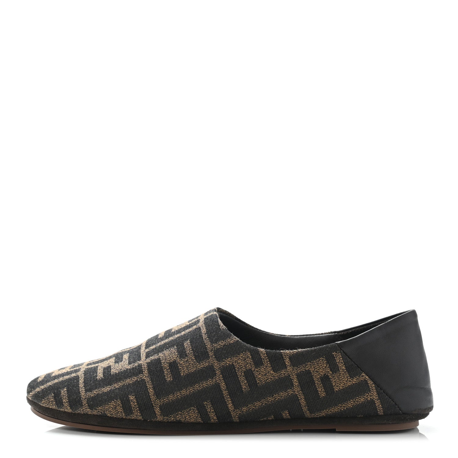 Fendi Fabric Jacquard Nappa FF Slippers 36 Tobacco Moro Black 1 of 10