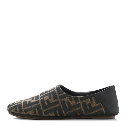 Fendi Fabric Jacquard Nappa FF Slippers 36 Tobacco Moro Black 1 of 10