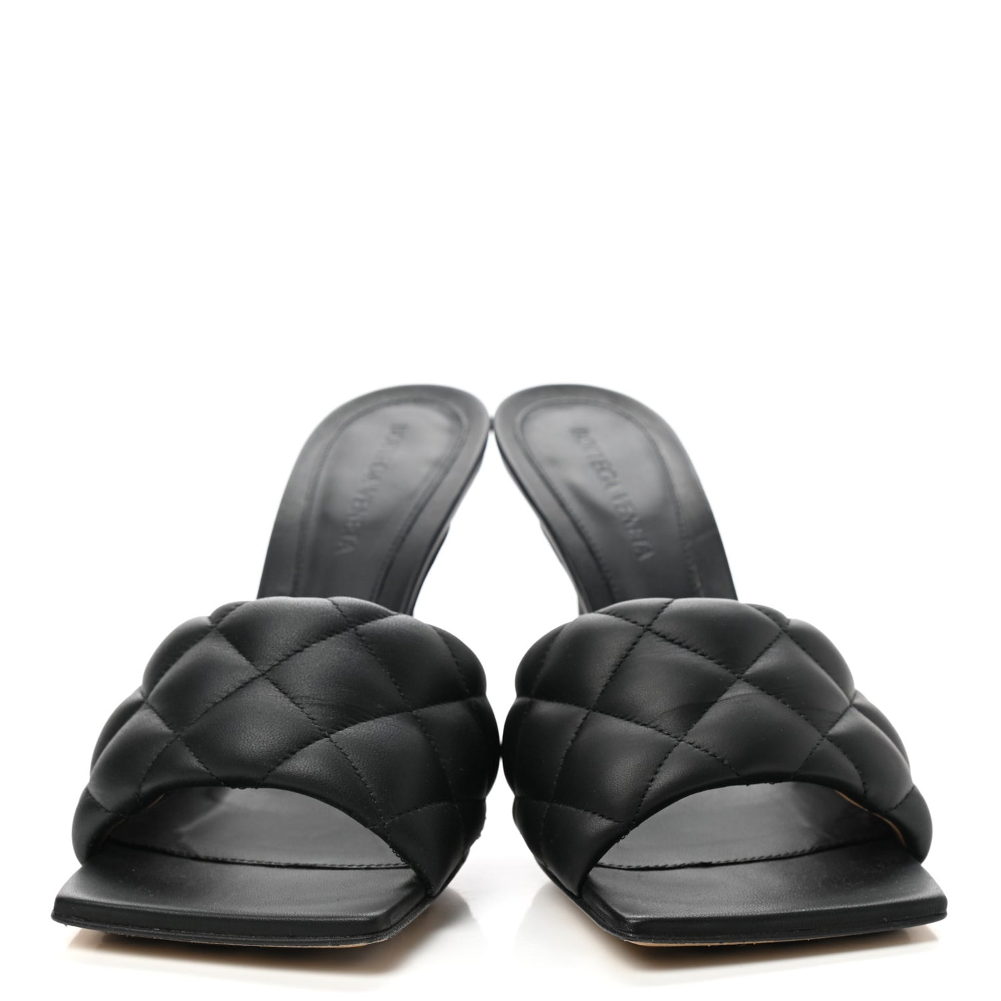 Nappa Matelasse Padded Mule Sandals 38.5 Black