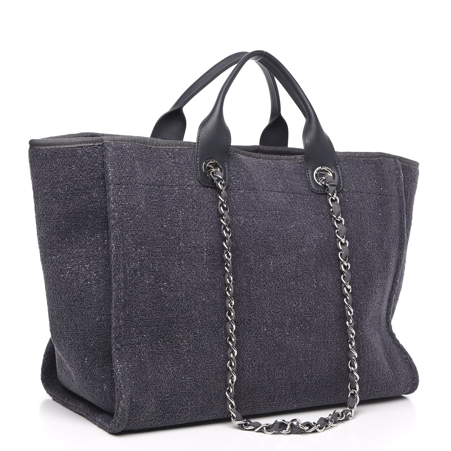 Chanel Lurex Boucle Medium Deauville Tote Grey 3 of 11