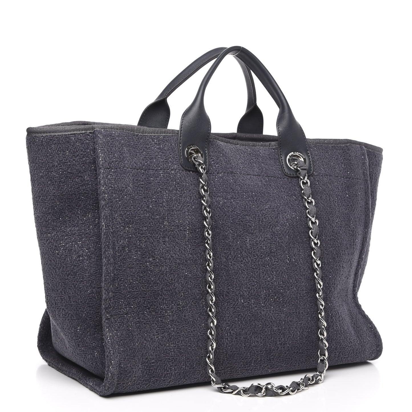 Lurex Boucle Medium Deauville Tote Grey