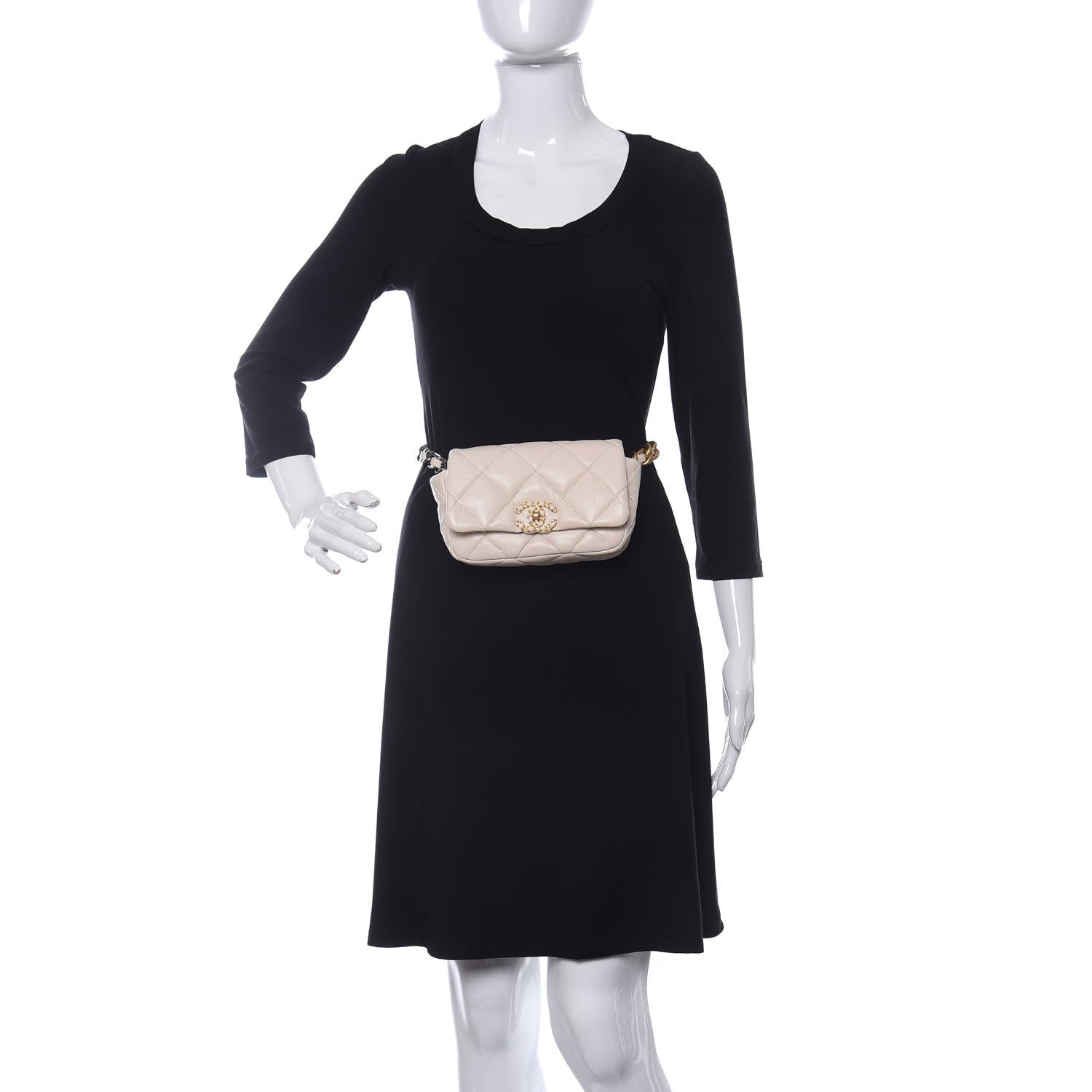 Chanel Lambskin Quilted Chanel 19 Waist Bag Light Beige 2 of 10