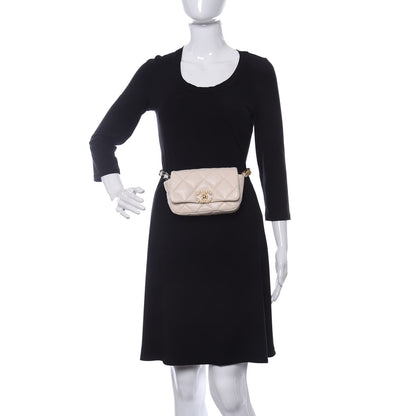 Chanel Lambskin Quilted Chanel 19 Waist Bag Light Beige 2 of 10