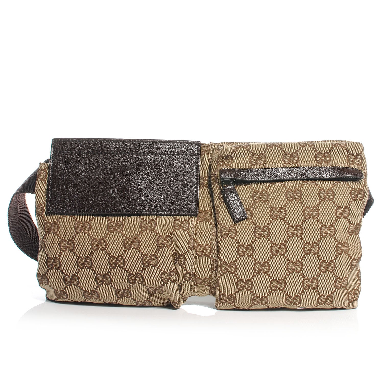 Gucci GG Monogram Web Double Pocket Belt Bag Ebony 1 of 7