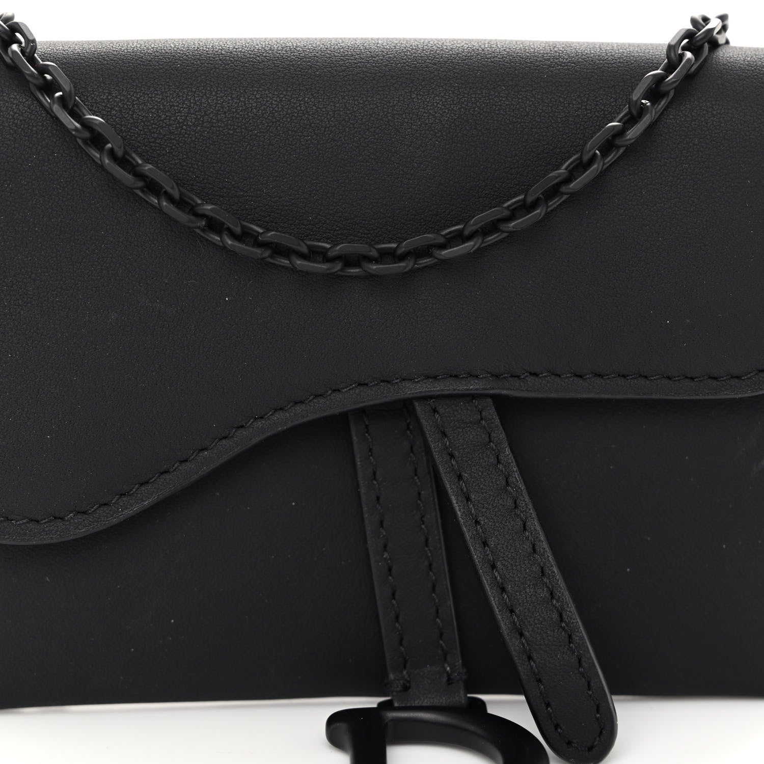 Christian Dior Ultra Matte Calfskin Nano Saddle Chain Pouch Black 6 of 8