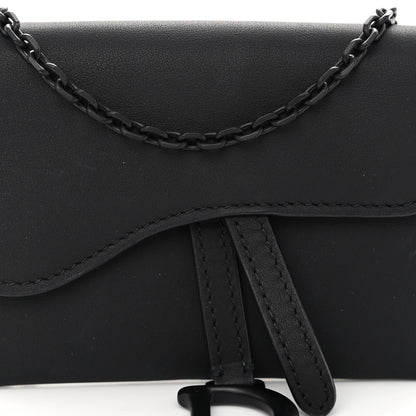Christian Dior Ultra Matte Calfskin Nano Saddle Chain Pouch Black 6 of 8