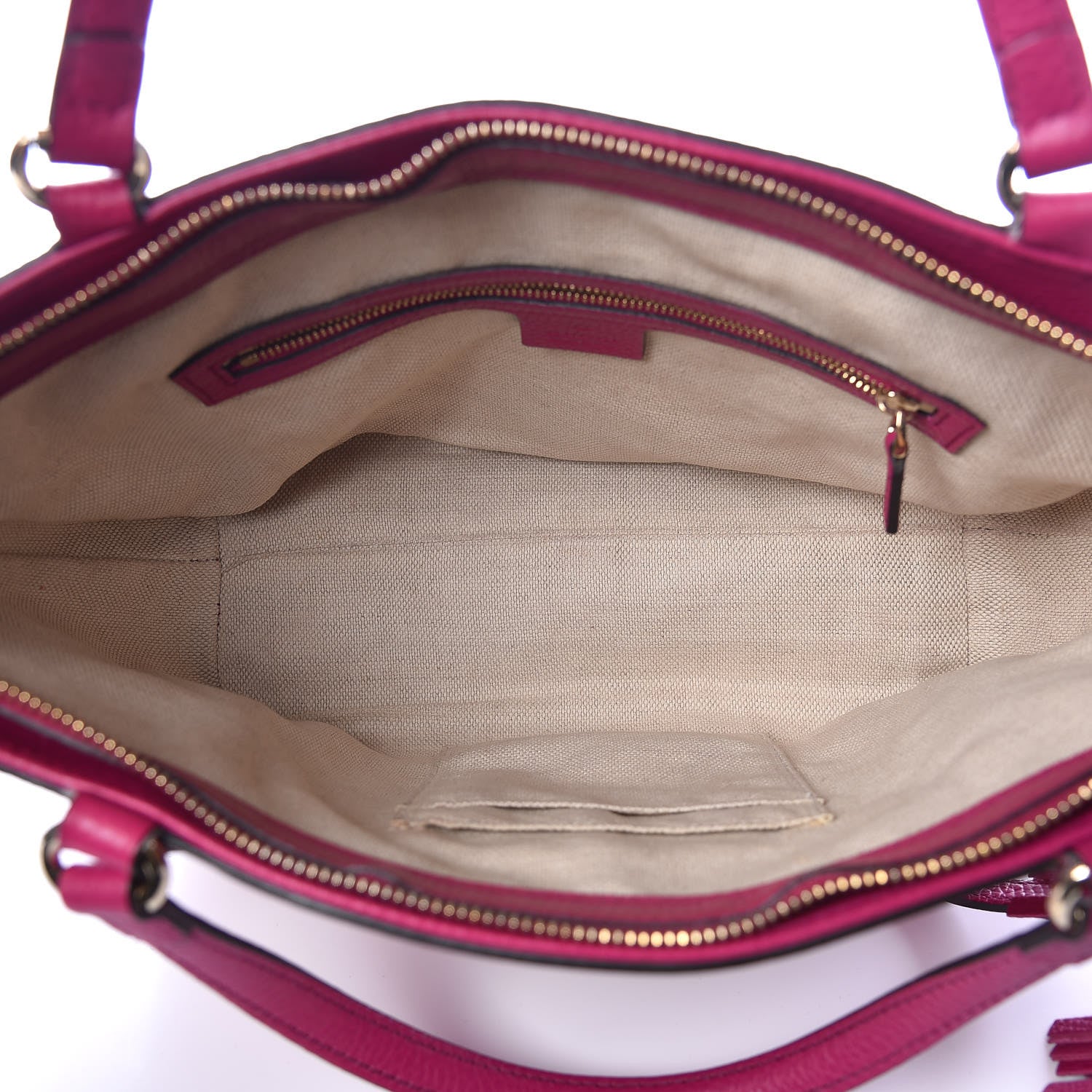 Gucci Pebbled Calfskin Small Soho Top Handle Bag Bright Bougainvillea 6 of 10