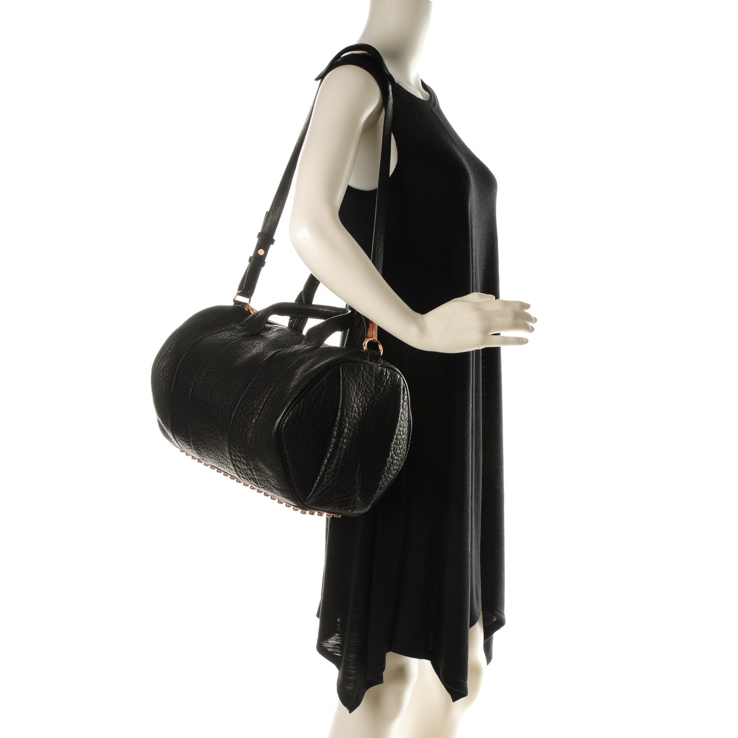 Alexander Wang Pebbled Lambskin Rocco Black Rose Gold Hardware 2 of 7