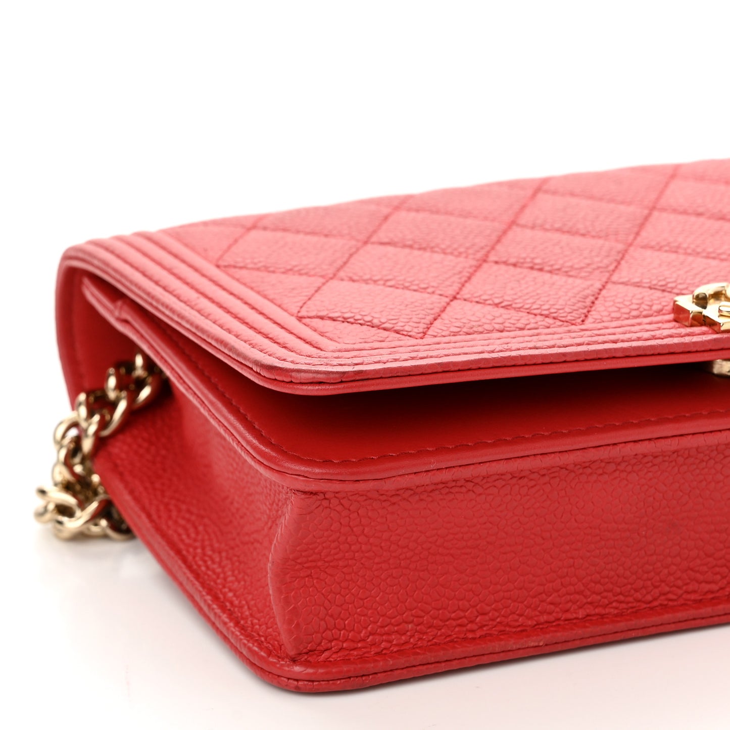 Caviar Quilted Boy Wallet On Chain WOC Red