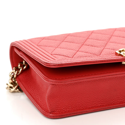 Chanel Caviar Quilted Boy Wallet On Chain WOC Red 9 of 13
