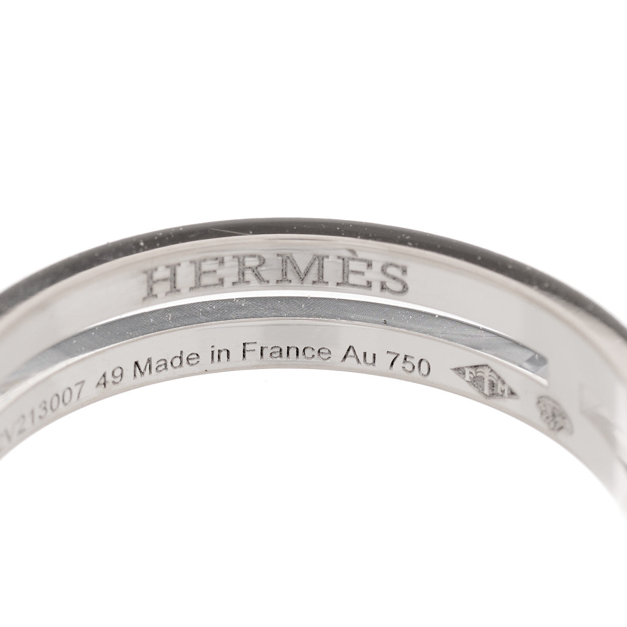 Hermes 18K White Gold Diamond Ariane Wedding Band Ring 49 5 4 of 5