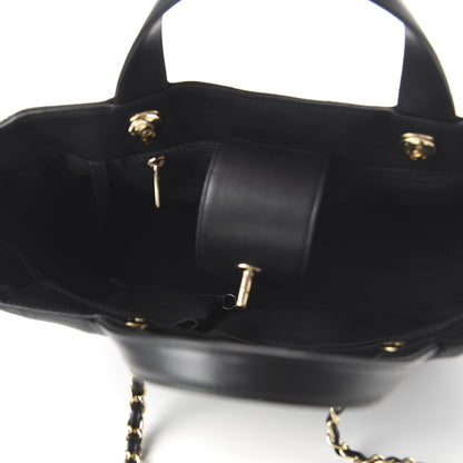Chanel Calfskin Chevron Quilted Large Shopping Tote Black 5 of 10