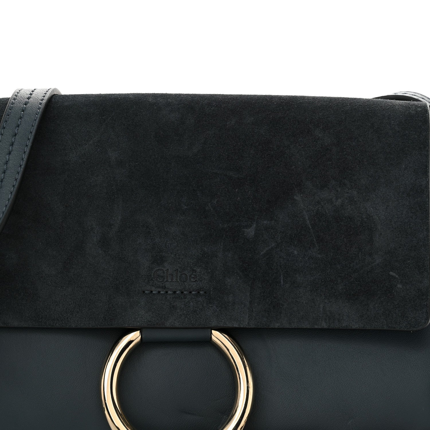Chloe Suede Calfskin Small Faye Shoulder Bag Silver Blue 7 of 10